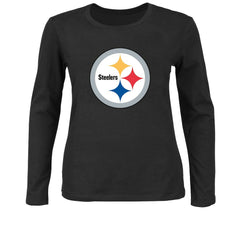 Pittsburgh Steelers Women's Plus Size Long Sleeve T-Shirt Black