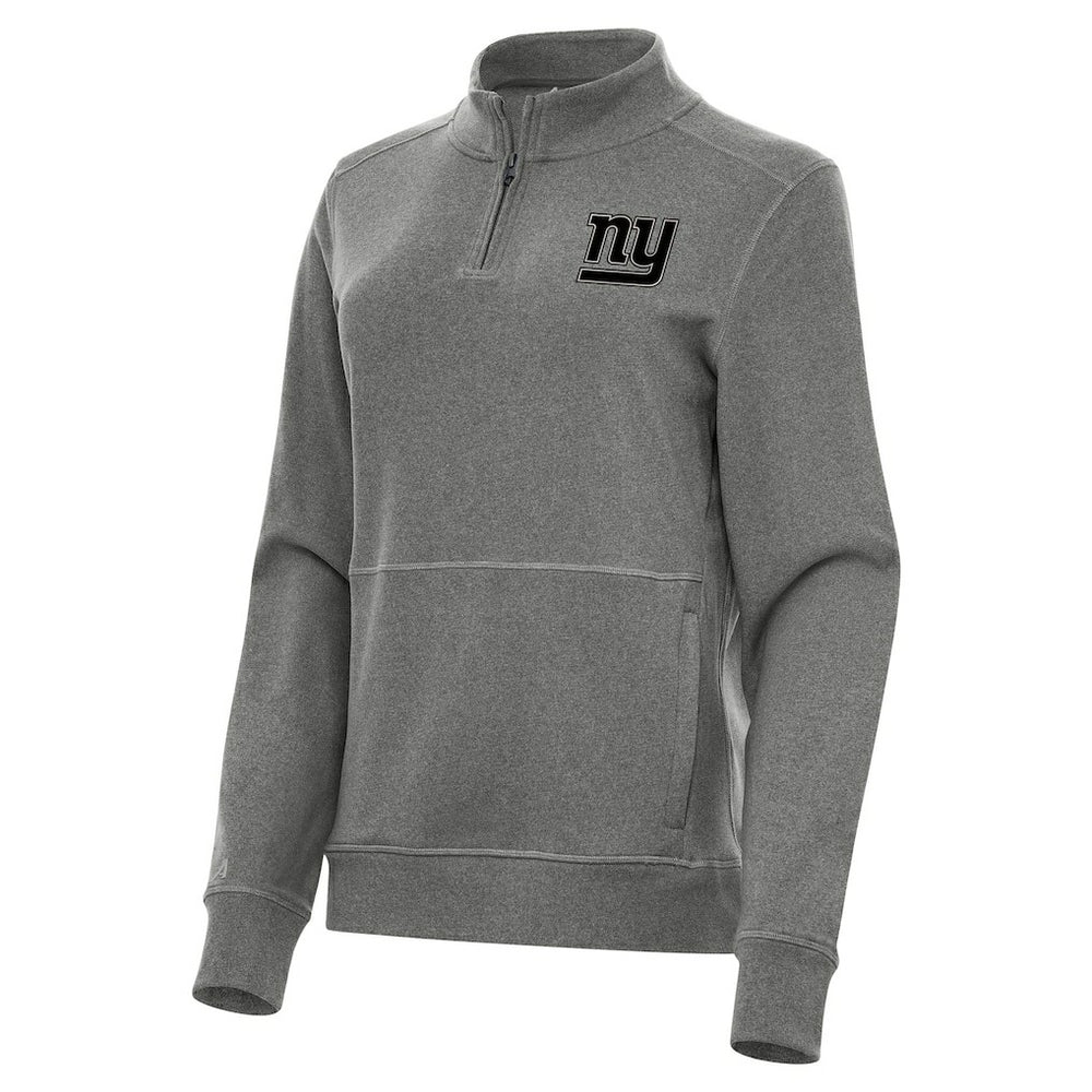 New York Giants Antigua Women's Crush Quarter-Zip Top Heather Black