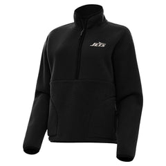 New York Jets Antigua Women's Brushed Carbon Figure Half-Zip Pullover Sweatshirt – Black
