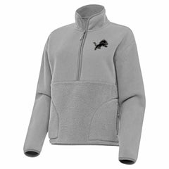 Detroit Lions Antigua Women's Brushed Carbon Figure Half-Zip Pullover Sweatshirt – Gray