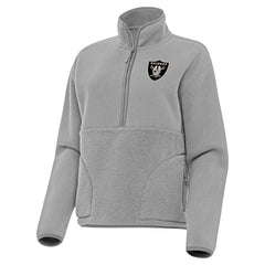 Las Vegas Raiders Antigua Women's Brushed Carbon Figure Half-Zip Pullover Sweatshirt – Gray