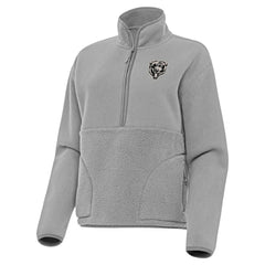 Chicago Bears Antigua Women's Brushed Carbon Figure Half-Zip Pullover Sweatshirt – Gray