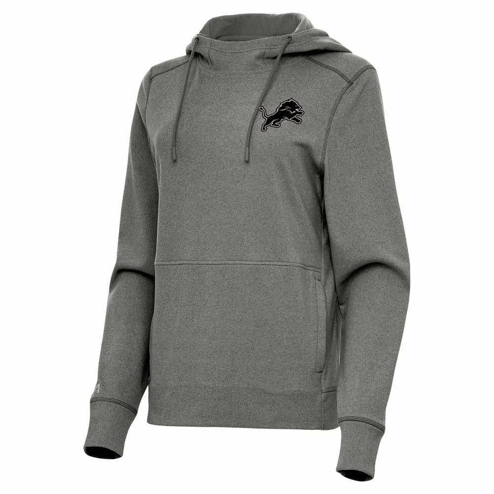 Detroit Lions Antigua Women's Justice Pullover Hoodie Heather Black