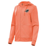 Miami Dolphins Antigua Women's Seeker Full-Zip Hoodie Jacket Heather Orange