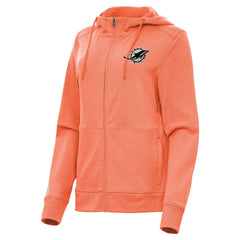 Miami Dolphins Antigua Women's Seeker Full-Zip Hoodie Jacket Heather Orange
