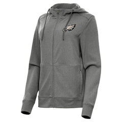 Philadelphia Eagles Antigua Women's Seeker Full-Zip Hoodie Jacket Heather Black