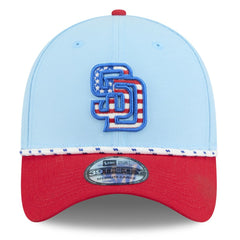 San Diego Padres New Era 2025 Fourth of July 39THIRTY Flex Hat - Light Blue/Red Hats