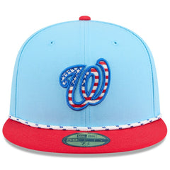 Washington Nationals New Era 2025 Fourth of July 59FIFTY Fitted Hat - Light Blue/Red Hats