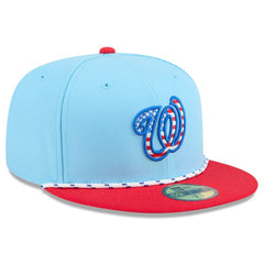 Washington Nationals New Era 2025 Fourth of July 59FIFTY Fitted Hat - Light Blue/Red Hats