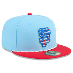 San Francisco Giants New Era 2025 Fourth of July 59FIFTY Fitted Hat - Light Blue/Red Hats