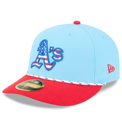 Athletics New Era 2025 Fourth of July Low Profile 59FIFTY Fitted Hat - Light Blue/Red Hats