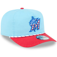 Miami Marlins New Era 2025 Fourth of July Golfer Snapback Hat - Light Blue/Red Hats