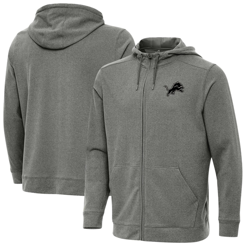 Detroit Lions Antigua Effortless Full-Zip Hoodie Jacket Heather Black