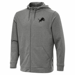 Detroit Lions Antigua Effortless Full-Zip Hoodie Jacket Heather Black