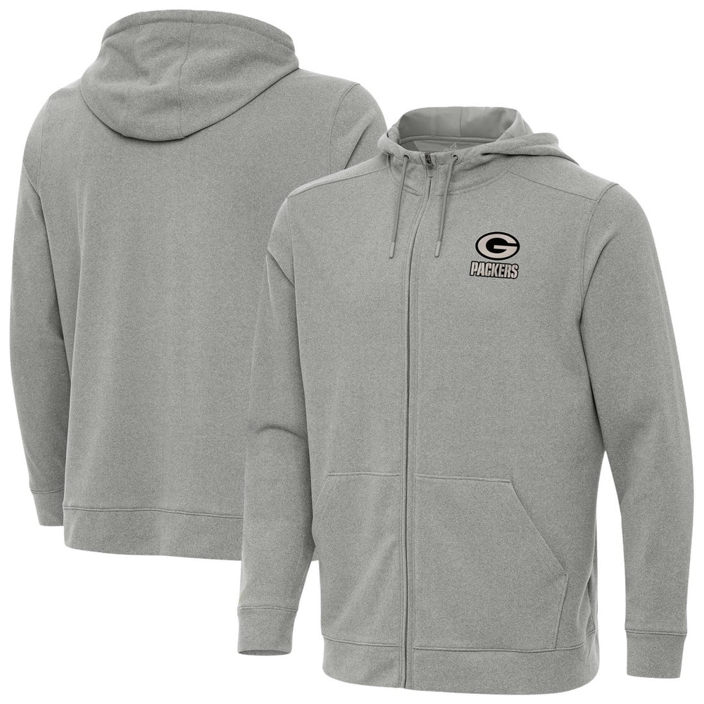 Green Bay Packers Antigua Effortless Full-Zip Hoodie Jacket Heather Gray