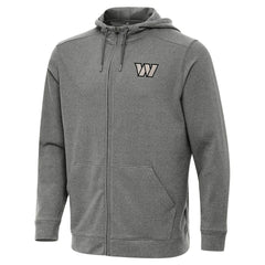 Washington Commanders Antigua Effortless Full-Zip Hoodie Jacket Heather Black