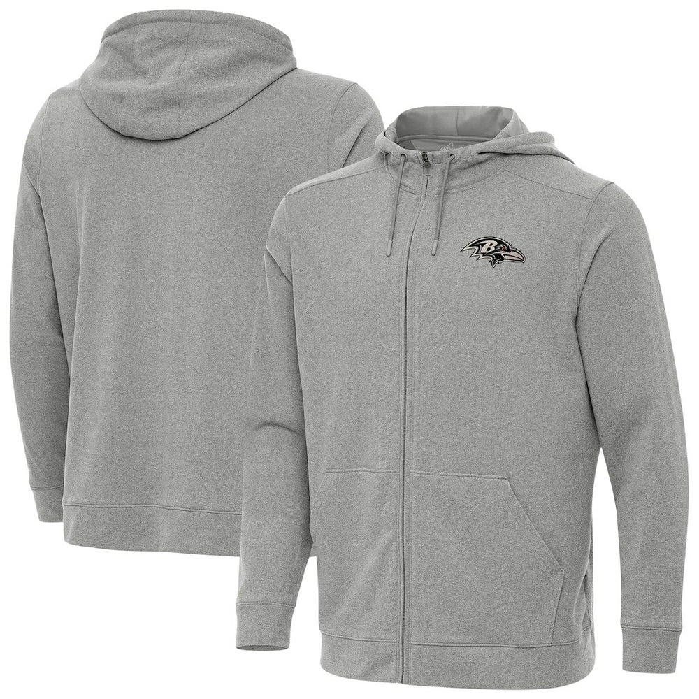 Baltimore Ravens Antigua Effortless Full-Zip Hoodie Jacket Heather Gray