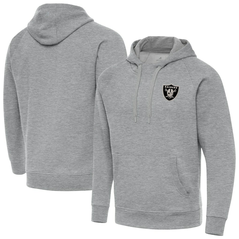 Las Vegas Raiders Antigua Brushed Carbon Victory Pullover Hoodie Heather Gray