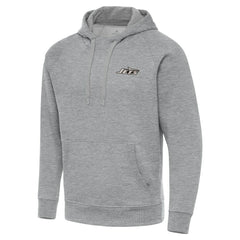 New York Jets Antigua Brushed Carbon Victory Pullover Hoodie Heather Gray