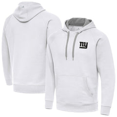 New York Giants Antigua Brushed Carbon Victory Pullover Hoodie White