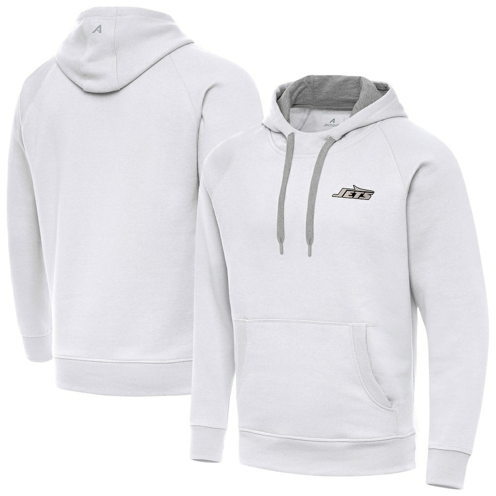 New York Jets Antigua Brushed Carbon Victory Pullover Hoodie White