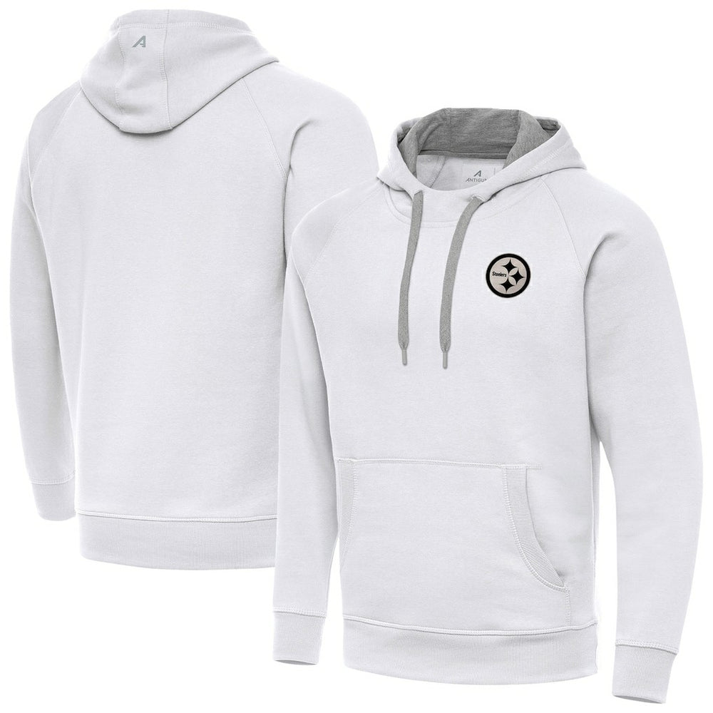 Pittsburgh Steelers Antigua Brushed Carbon Victory Pullover Hoodie White