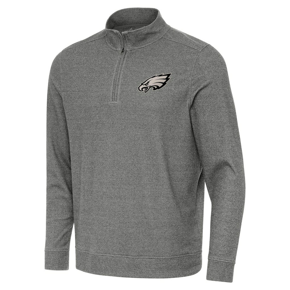 Philadelphia Eagles Antigua Subtle Quarter-Zip Sweatshirt Heather Black