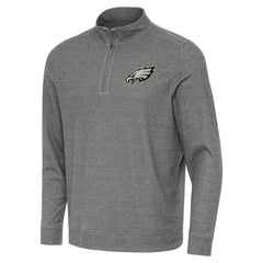 Philadelphia Eagles Antigua Subtle Quarter-Zip Sweatshirt Heather Black