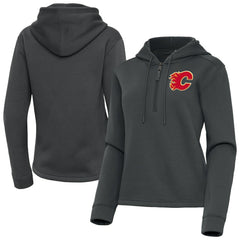 NHL Calgary Flames Antigua Women's Contemporary Quarter-Zip Hoodie - Pewter