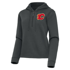 NHL Calgary Flames Antigua Women's Contemporary Quarter-Zip Hoodie - Pewter