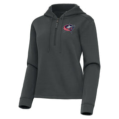 NHL Columbus Blue Jackets Antigua Women's Contemporary Quarter-Zip Hoodie - Pewter