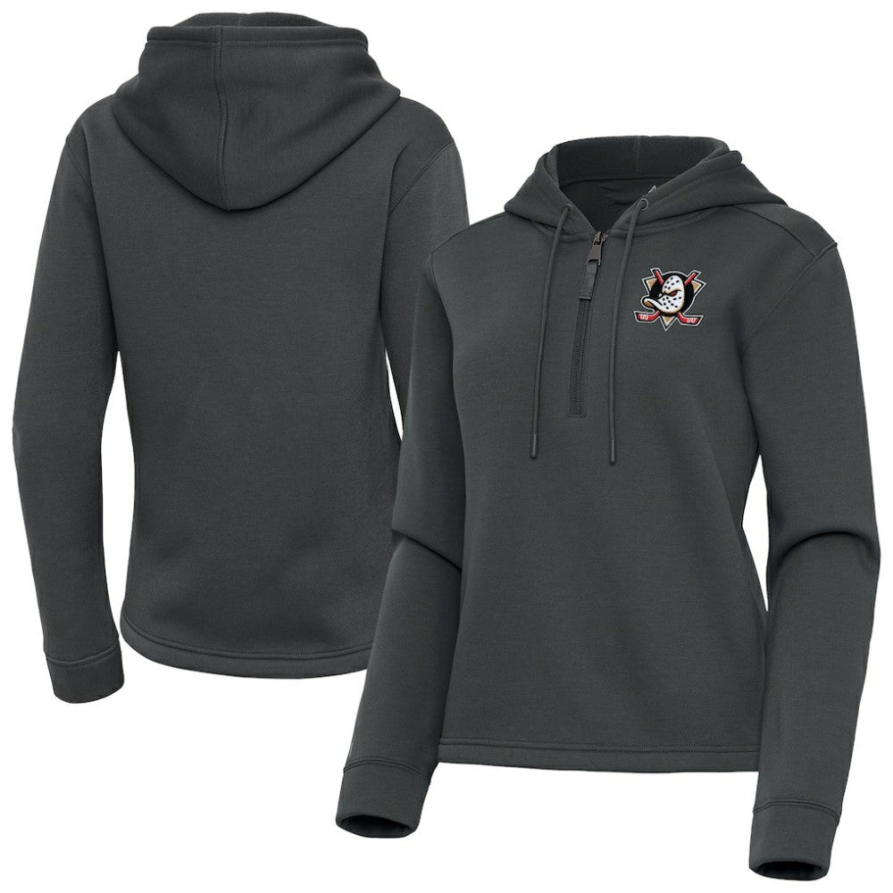 NHL Anaheim Ducks Antigua Women's Contemporary Quarter-Zip Hoodie - Pewter