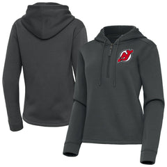 NHL New Jersey Devils Antigua Women's Contemporary Quarter-Zip Hoodie - Pewter