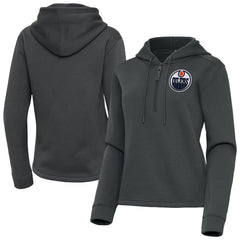 NHL Edmonton Oilers Antigua Women's Contemporary Quarter-Zip Hoodie - Pewter