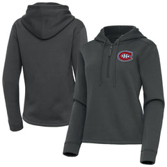 NHL Montreal Canadiens Antigua Women's Contemporary Quarter-Zip Hoodie - Pewter