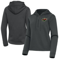 NHL Minnesota Wild Antigua Women's Contemporary Quarter-Zip Hoodie - Pewter