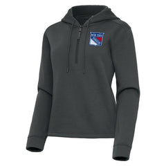 NHL New York Rangers Antigua Women's Contemporary Quarter-Zip Hoodie - Pewter