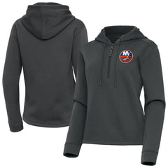 NHL New York Islanders Antigua Women's Contemporary Quarter-Zip Hoodie - Pewter