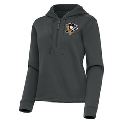 NHL Pittsburgh Penguins Antigua Women's Contemporary Quarter-Zip Hoodie - Pewter