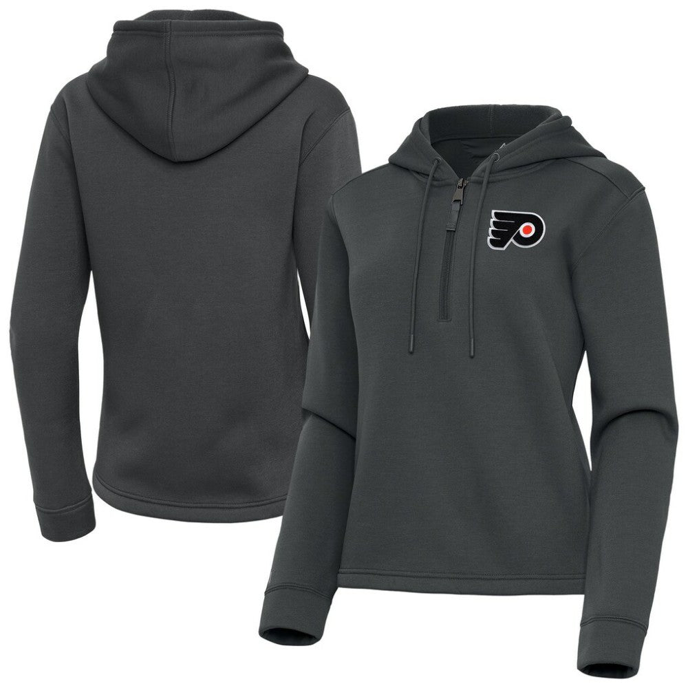 NHL Philadelphia Flyers Antigua Women's Contemporary Quarter-Zip Hoodie - Pewter