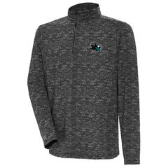 NHL Men's San Jose Sharks Antigua Determined Quarter-Zip Sweatshirt - Heather Black