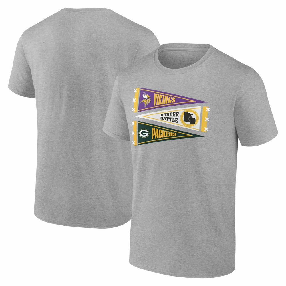 Minnesota Vikings vs. Green Bay Packers Border Battle Pennant T-Shirt Heather Gray