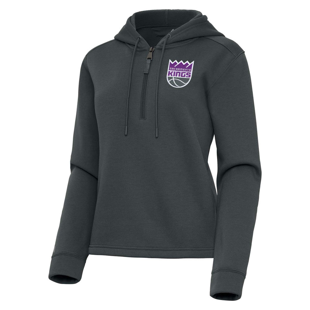 Sacramento Kings Antigua Women's Contemporary Quarter-Zip Hoodie Pewter
