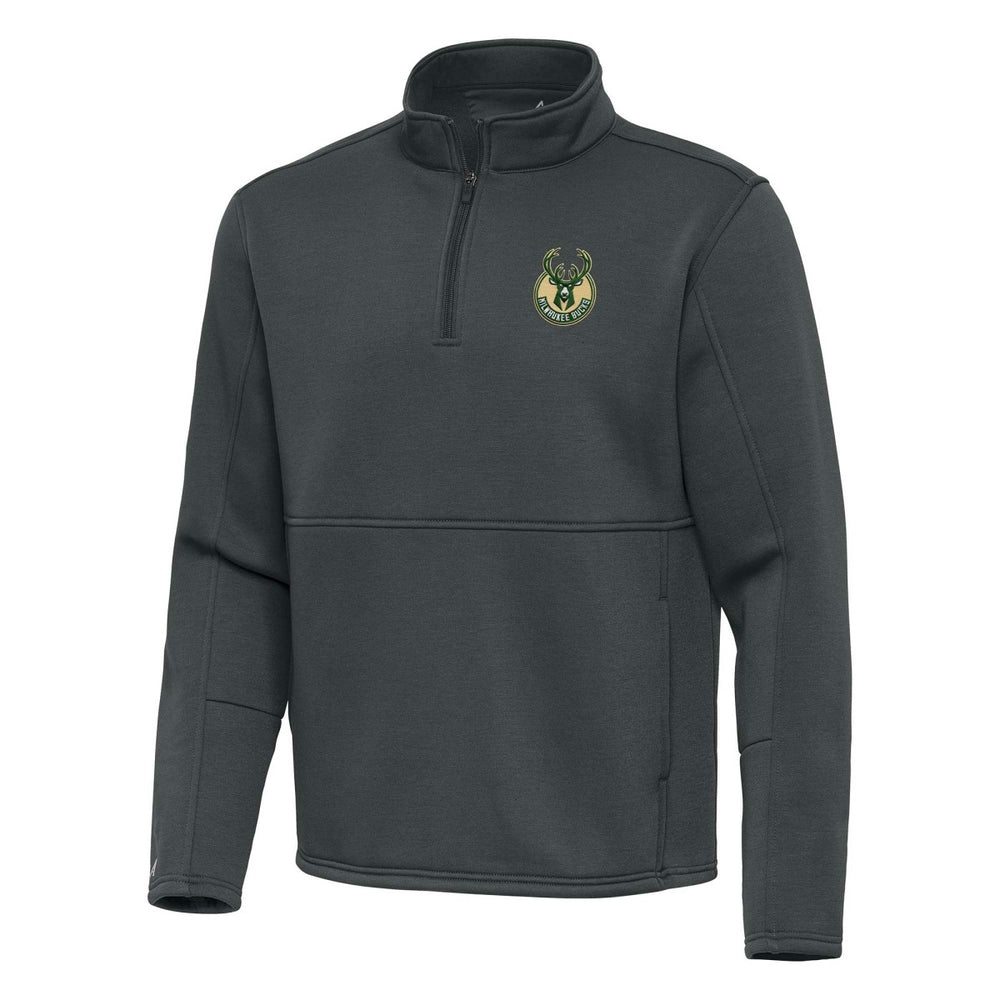 Milwaukee Bucks Antigua Twist Quarter-Zip Pullover Top - Pewter