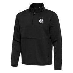 Brooklyn Nets Antigua Twist Quarter-Zip Pullover Top - Black