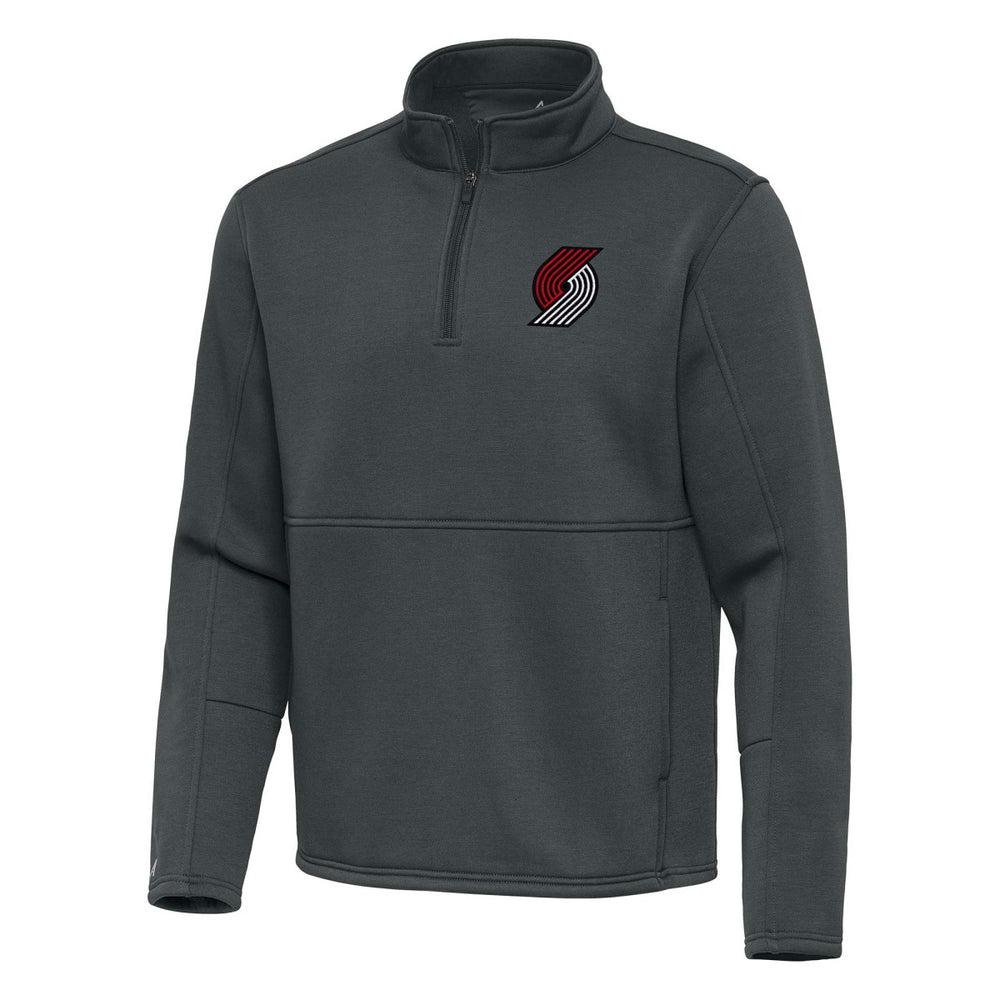Portland Trail Blazers Antigua Twist Quarter-Zip Pullover Top - Pewter