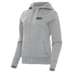 New York Jets Antigua Women's Victory Full-Zip Hoodie Heather Gray