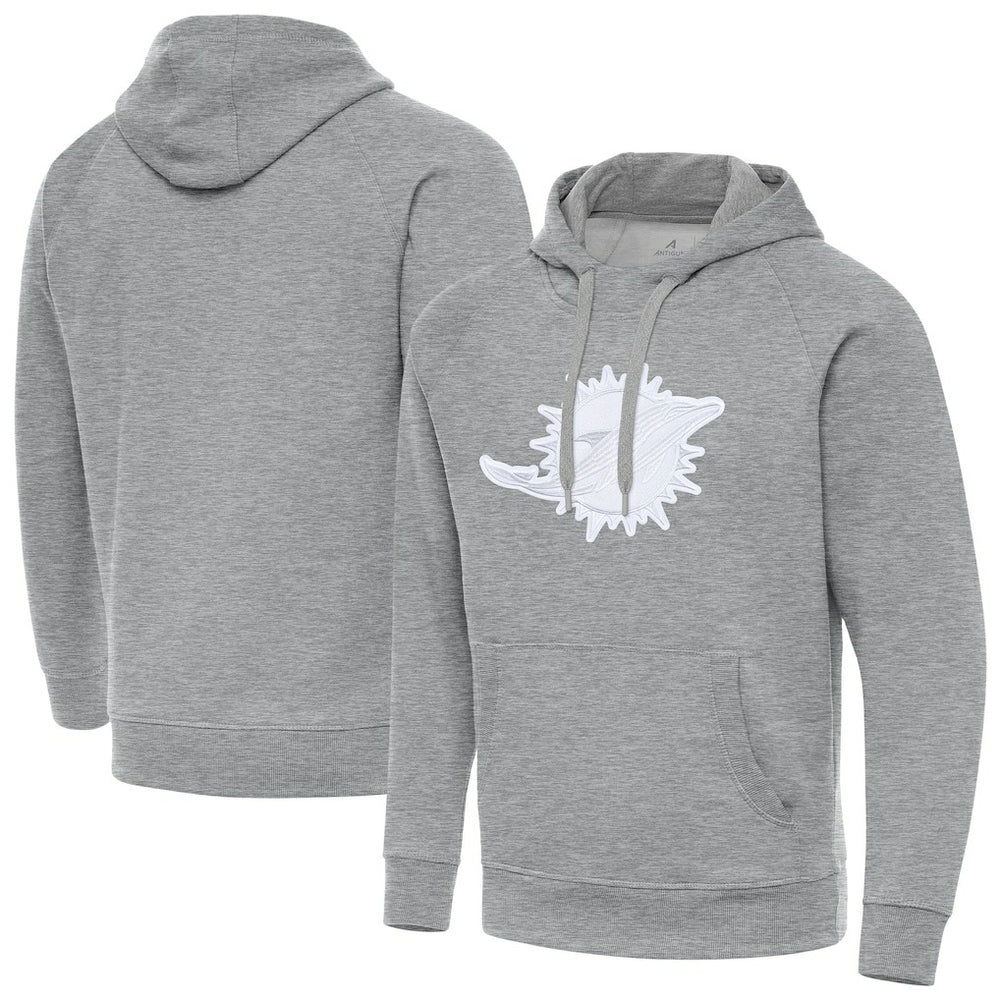 Miami Dolphins Antigua Victory Pullover Hoodie Heather Gray