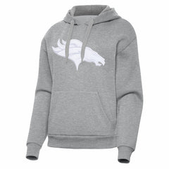 Denver Broncos Antigua Women's Victory Pullover Hoodie Heather Gray