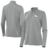 Denver Broncos Antigua Women's Reprocess Quarter-Zip Top Gray